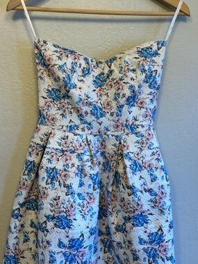 Sans Souci Blue & Blush Floral Sweetheart Dress